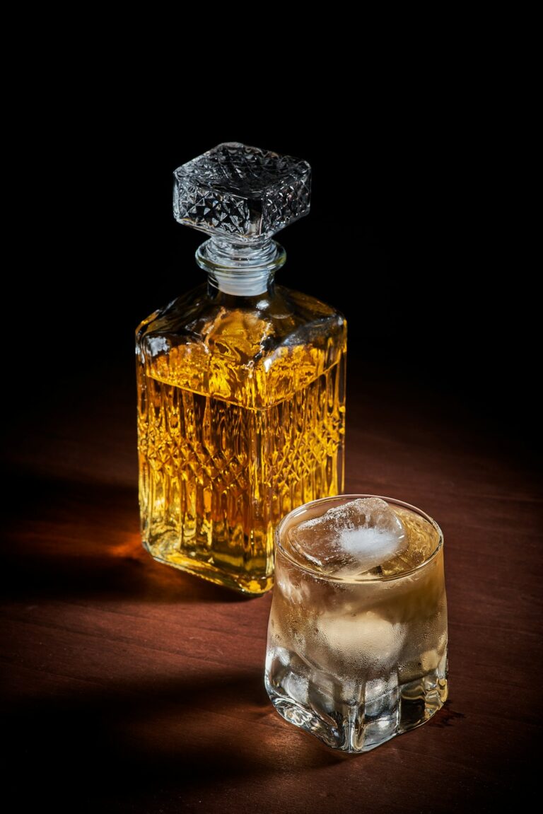 Hand-blown clear glass carafe