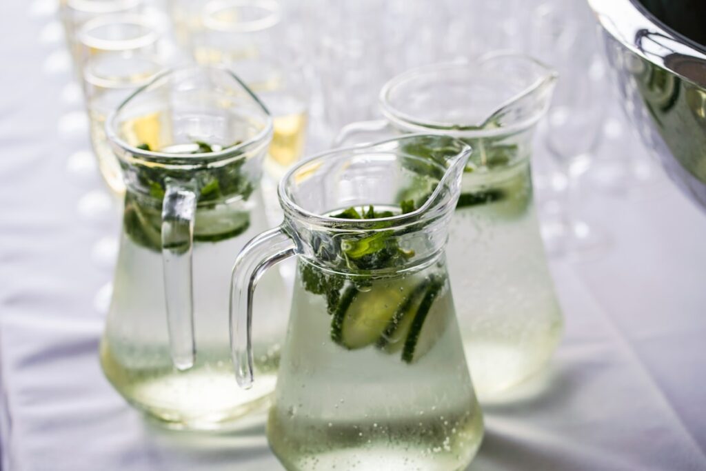 Clear glass pitcher